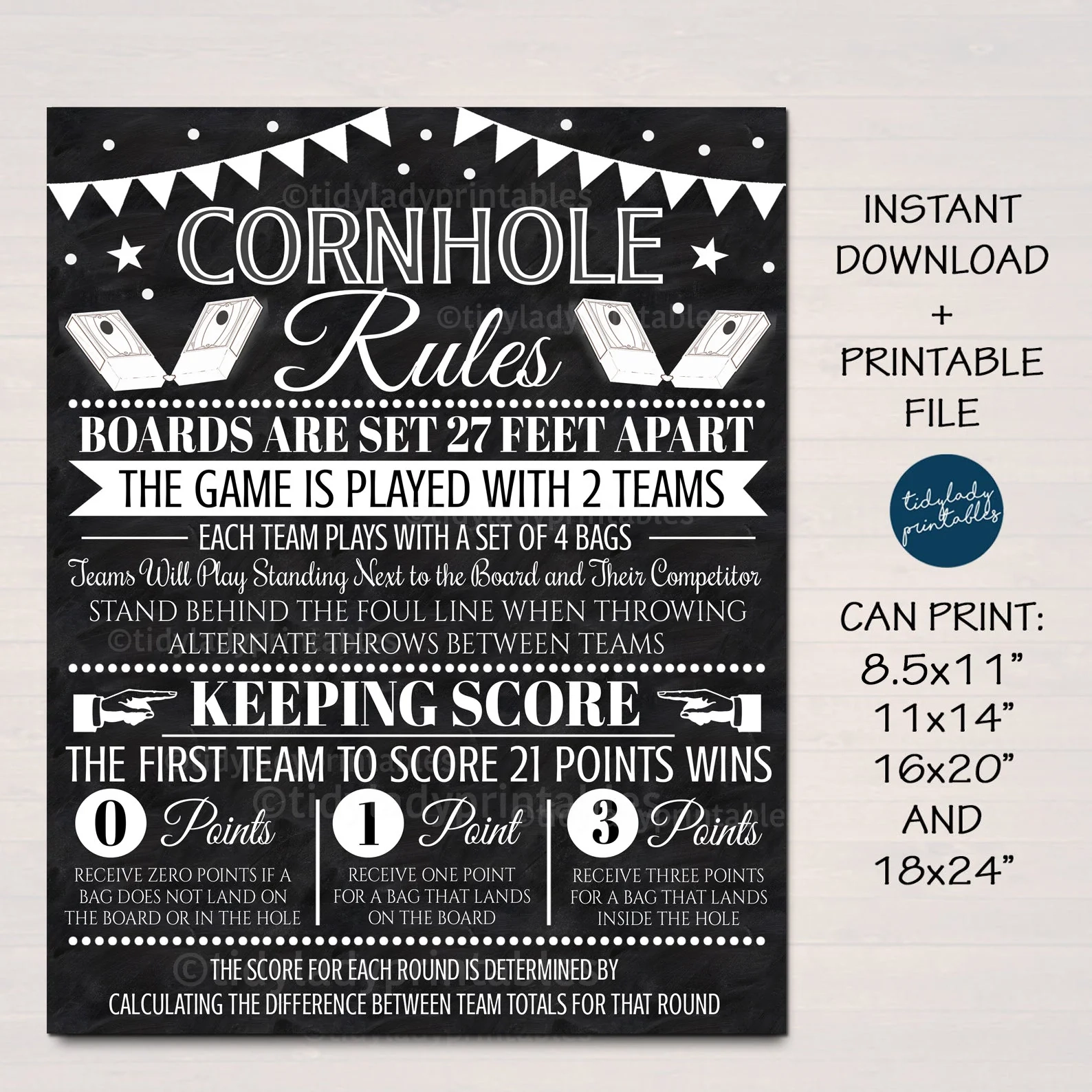 Cornhole Rules Sign TidyLady Printables Cornhole Rules Sign TidyLady Printables
