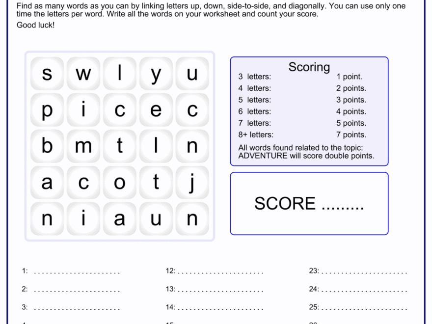 Create Free Printable Boggle Puzzles Boggle Generator Edu Games