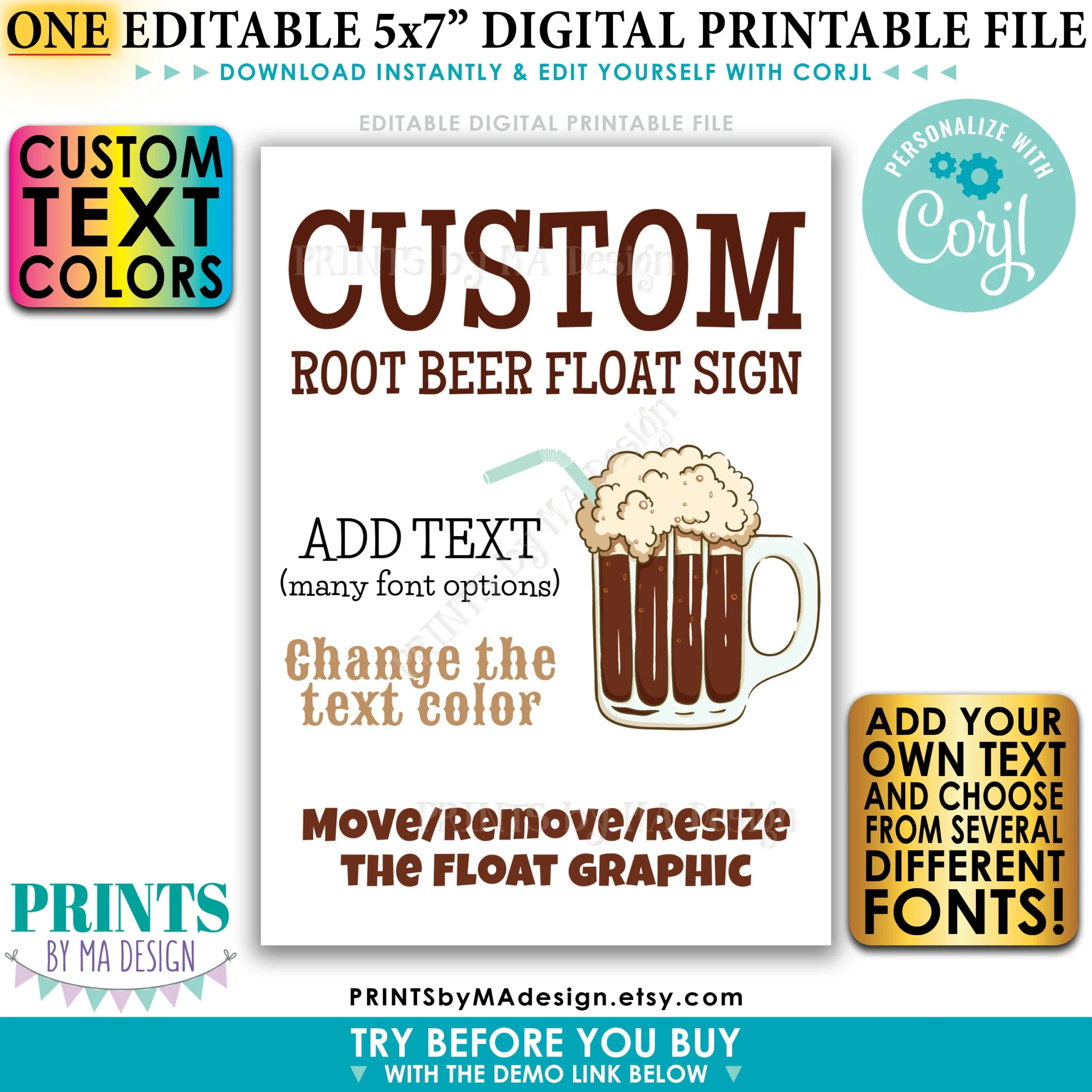 Root Beer Float Sign Printable