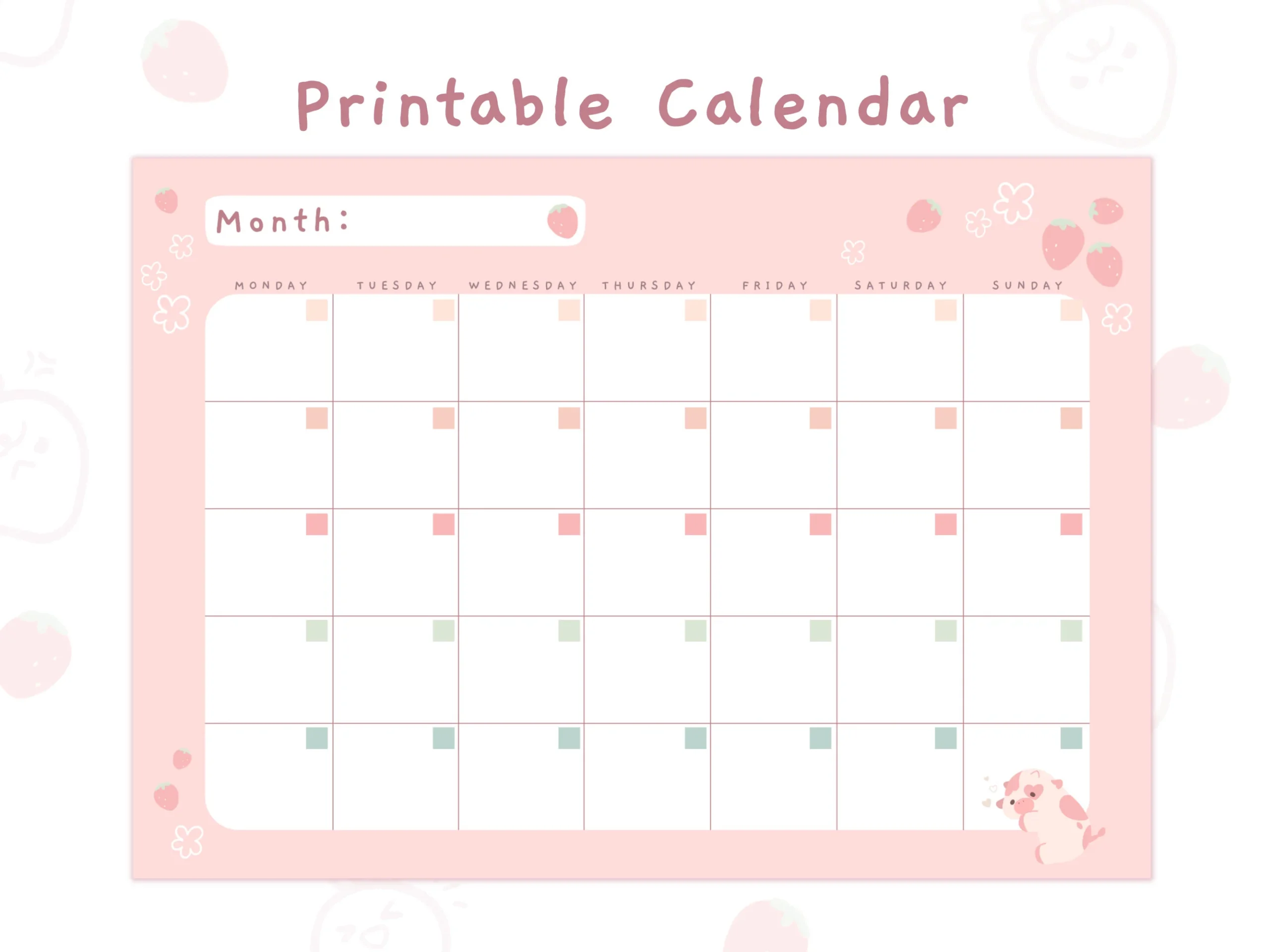 Girly Calendar And Planner Printable Girly Calendar And Planner Printable