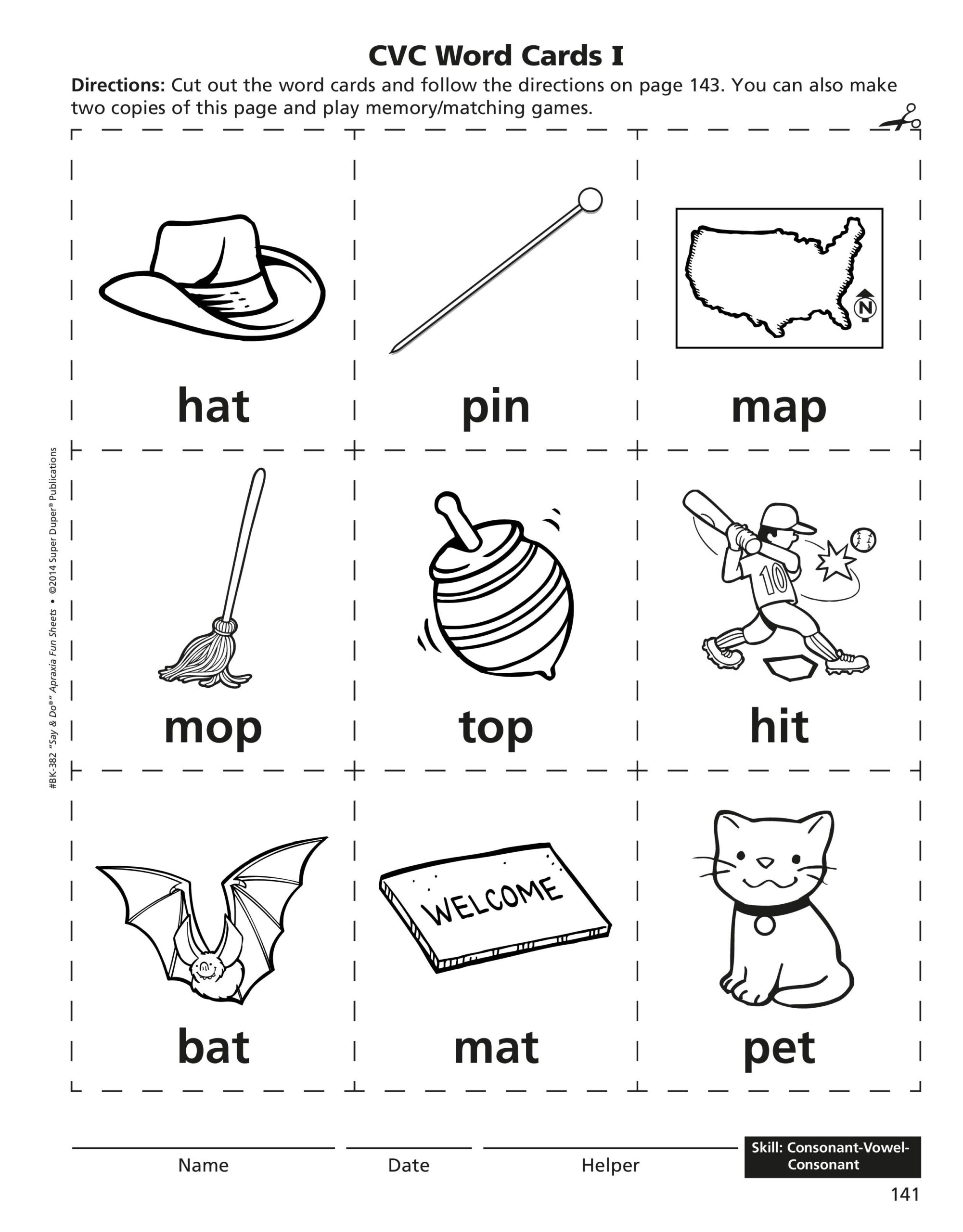 CVC Words Say Do Apraxia Fun Sheets Pdf By Super Duper Publications TrE