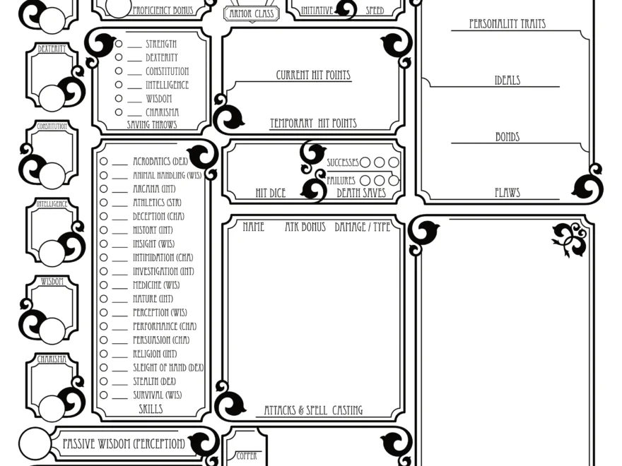 D D Character Sheet 5th Edition Free Download DND DICE