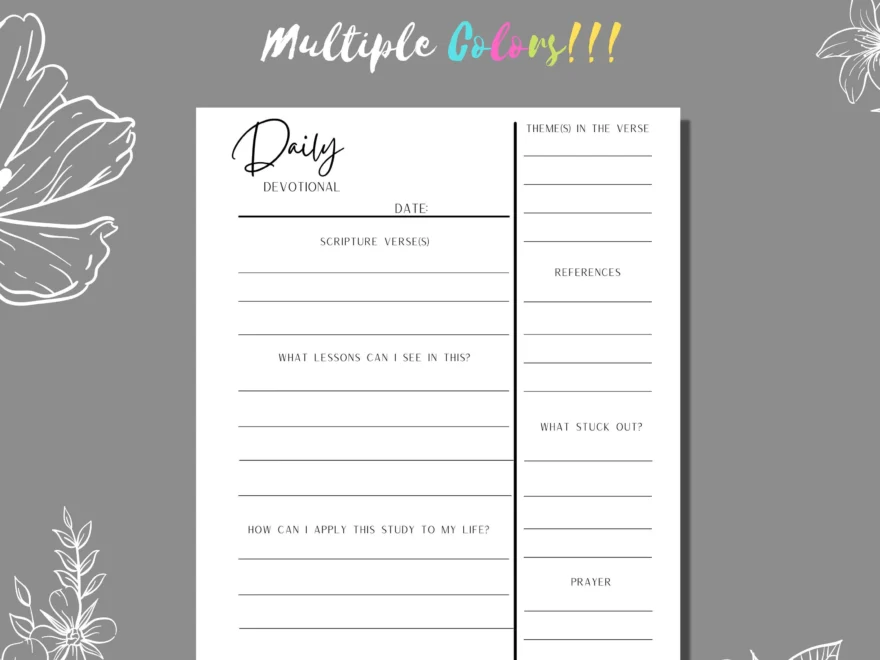 Daily Devotional Template Printable Multicolor Bundle PDF 8 5x11 Size Etsy