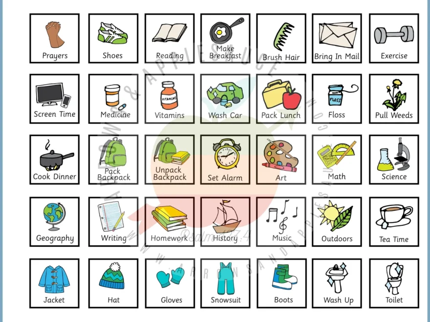 Daily Responsibilities Chore Chart Icons Printable EXPANSION PACK Arrows And Applesauce
