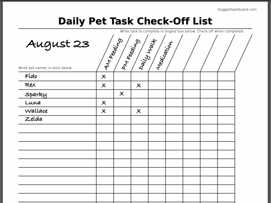 Daily Task Check List For Dog Daycares And Kennels