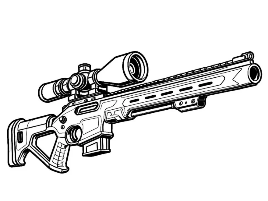 Detailed Sniper Rifle Coloring Page To Print