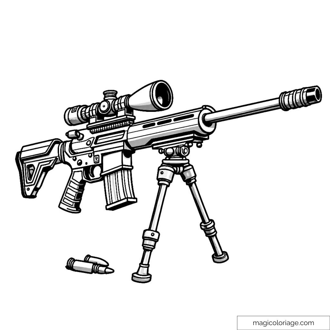 Detailed Sniper Rifle Drawing For Coloring