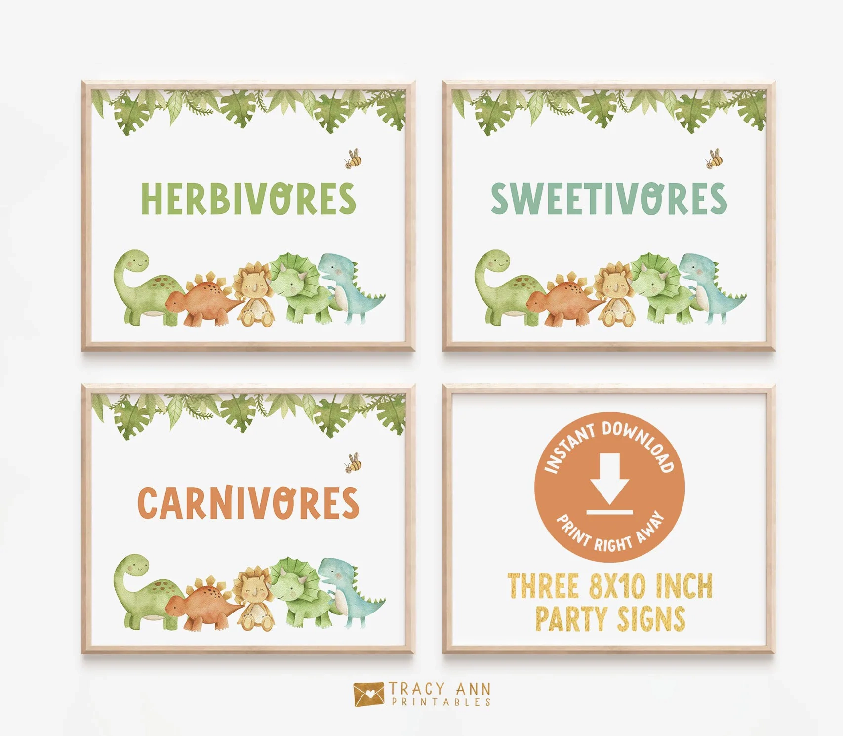 Dinosaur Food Signs Party Sign Set Herbivores Carnivores Sweetivores Dinosaur Birthday Decorations Printable 8x10 Inch Signs 22110 Etsy