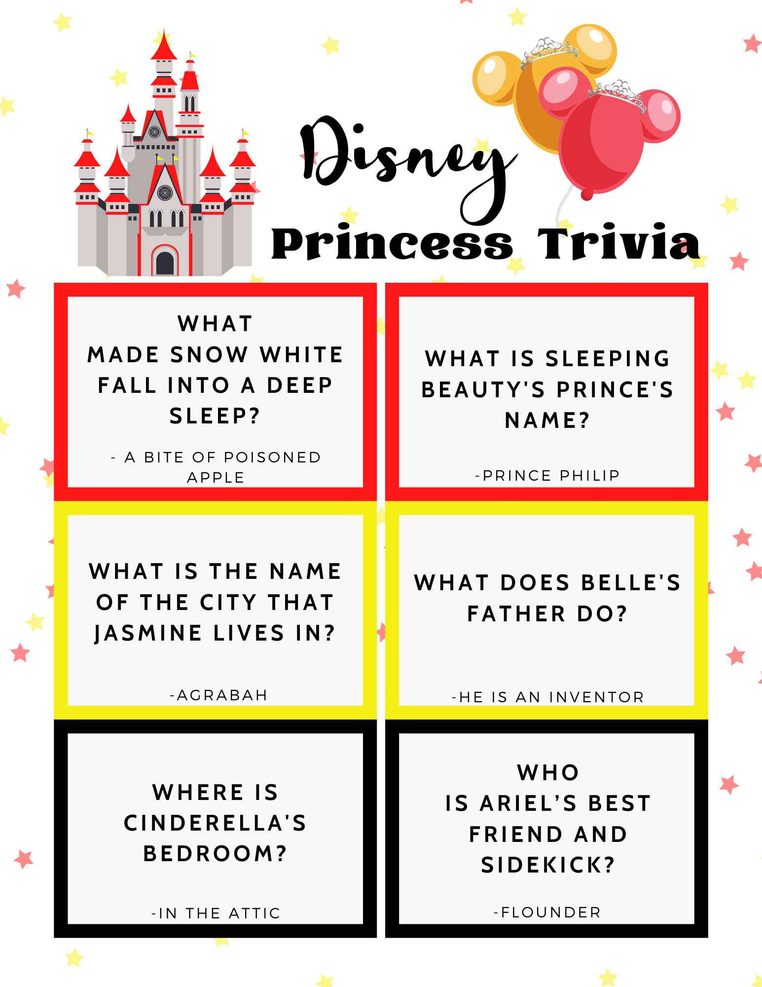 Disney Movie Trivia Quizzes Printable