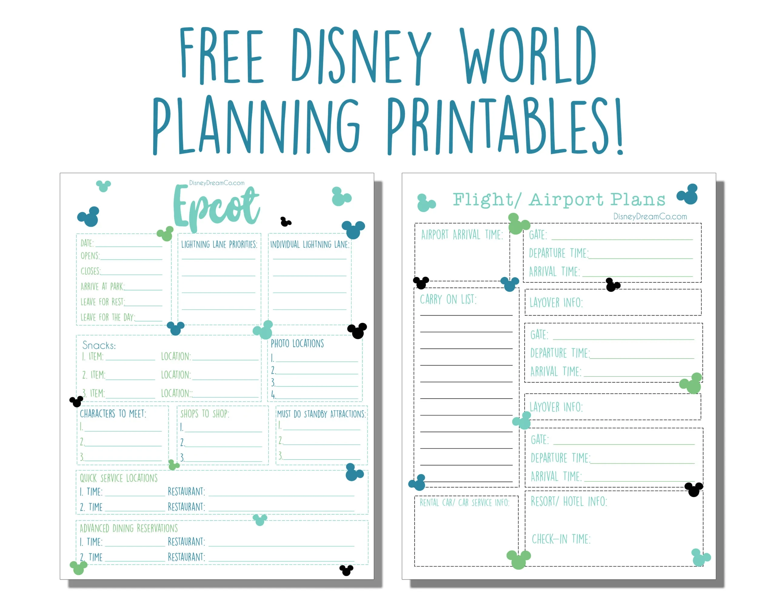 Disney World FREE Planning Printables Disney World Planner Disney Dream Co