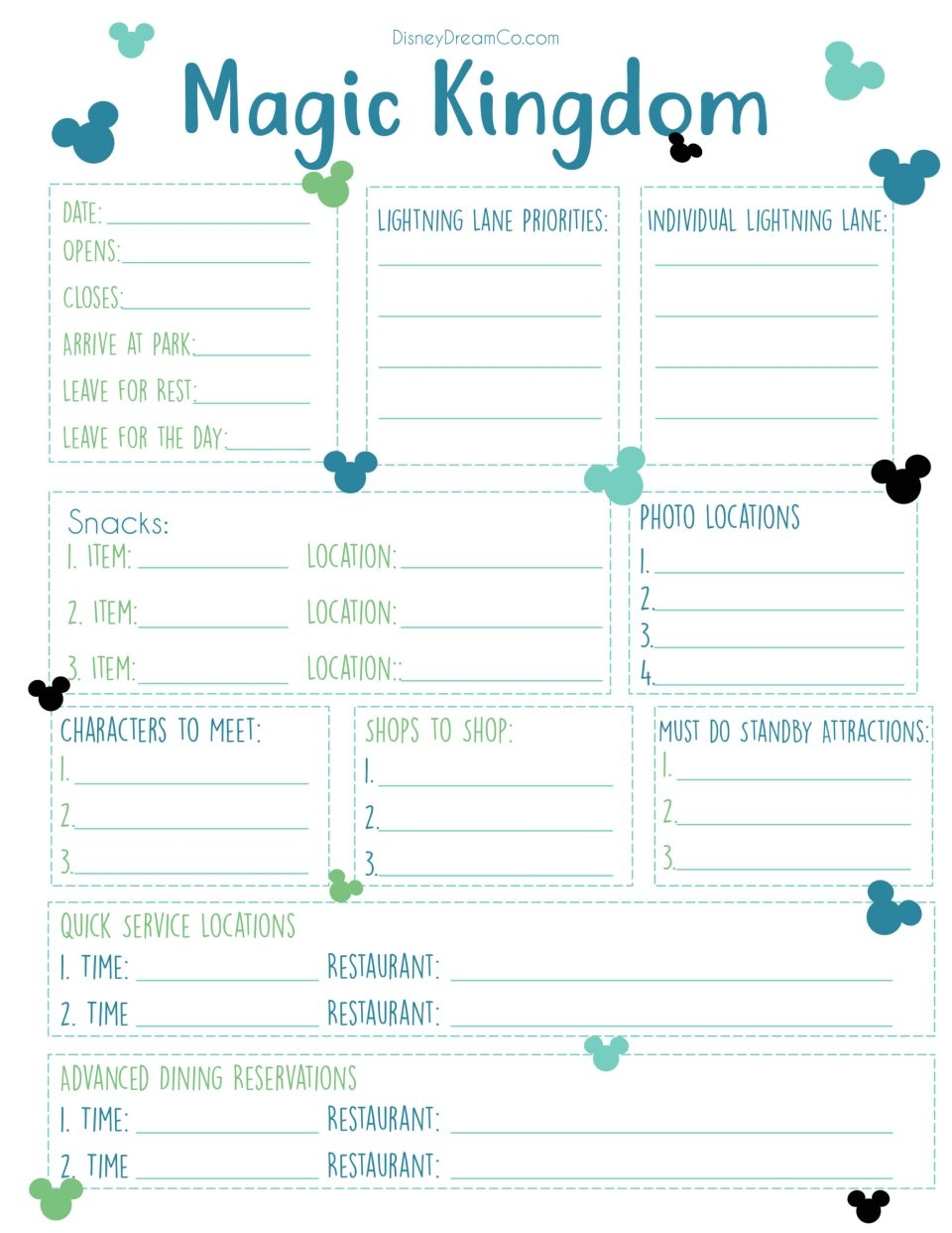 Free Disney World Printable Planner