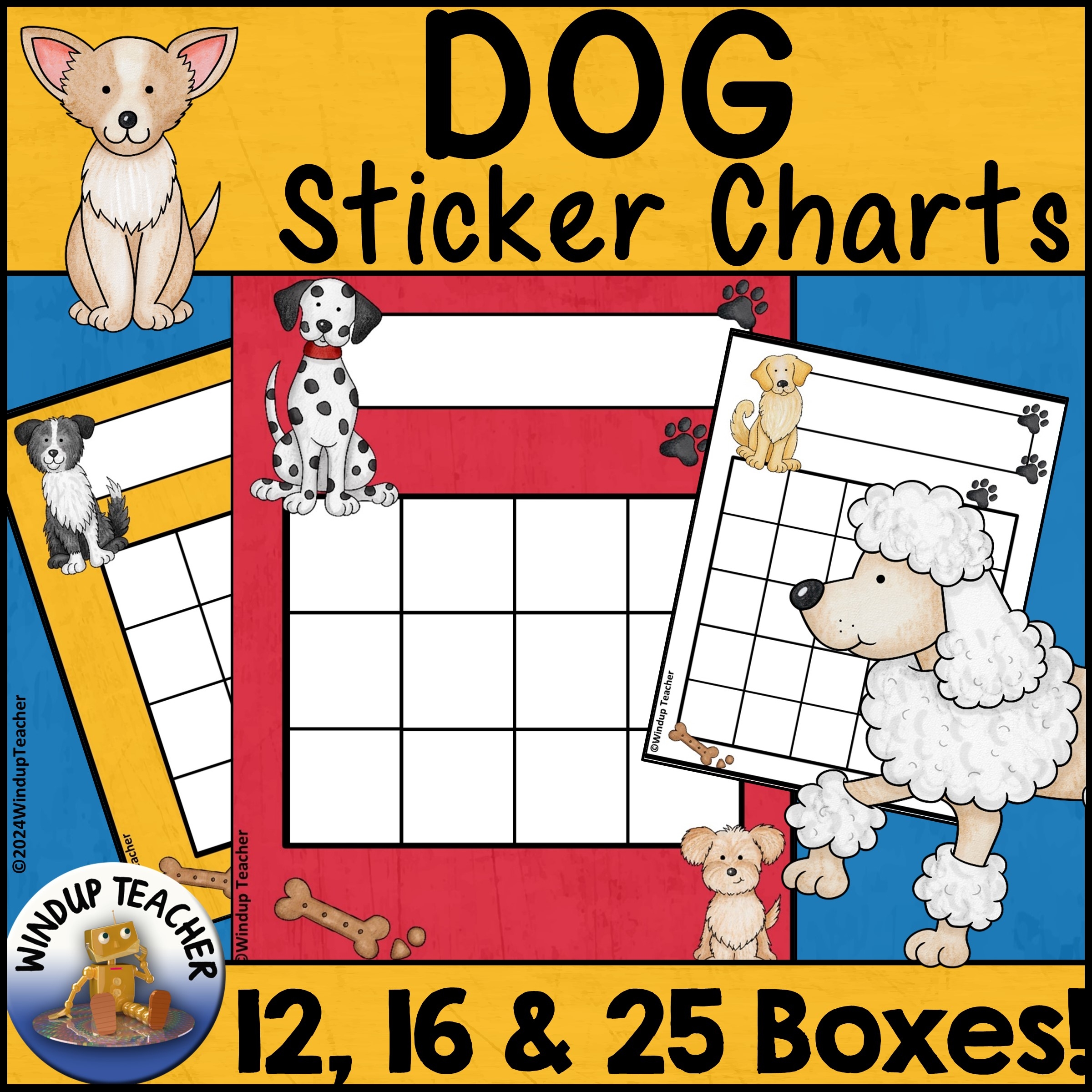 Dog Sticker Reward Charts Printable Choices 12 16 25 Boxes Color B W Made By Teachers Dog Sticker Reward Charts Printable Choices 12 16 25 Boxes Color B W Made By Teachers