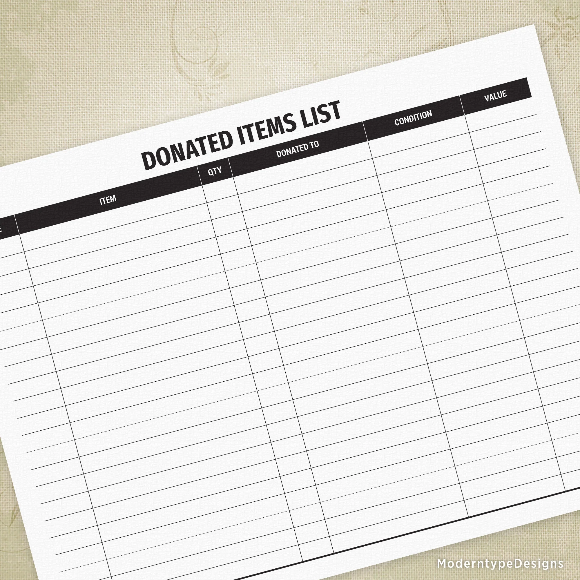 Donated Items List Printable Donated Items List Printable