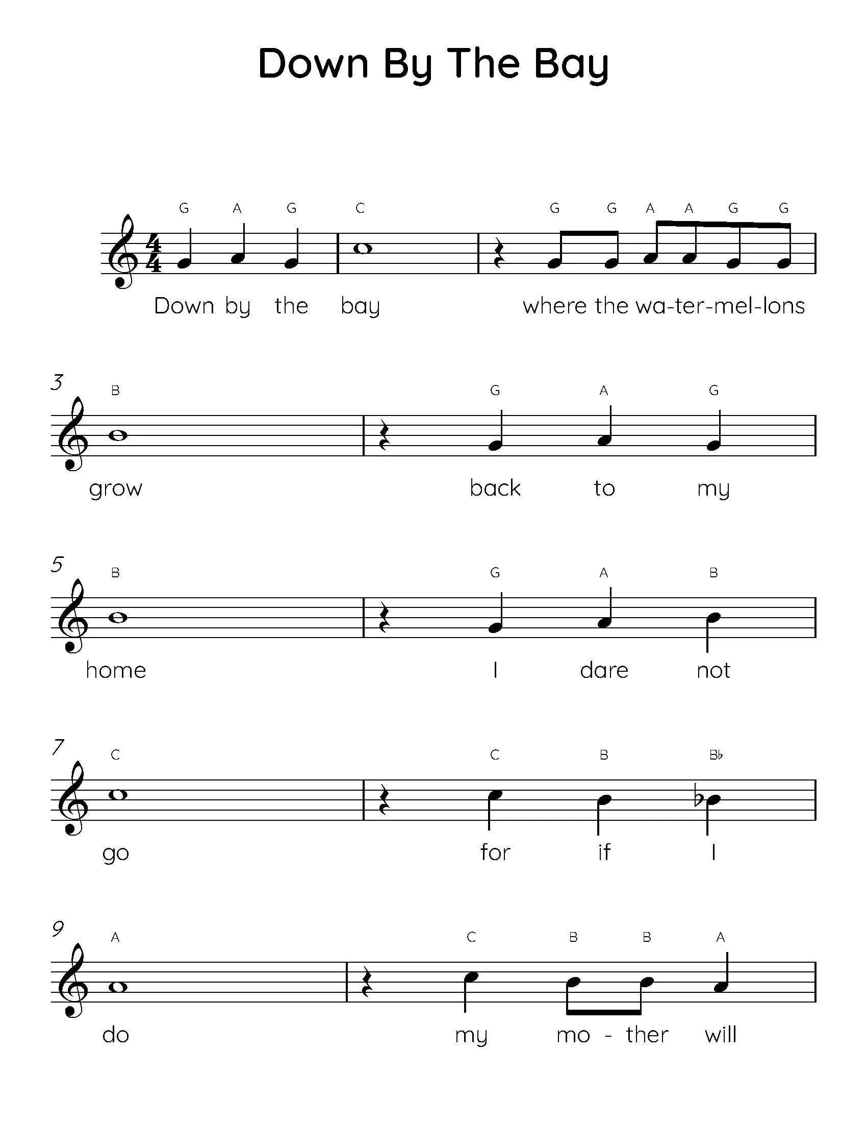 Down By The Bay Easy Piano Sheet Music Digital Downloadable Musical Sheets Kids Beginner Songs PDF Etsy Down By The Bay Easy Piano Sheet Music Digital Downloadable Musical Sheets Kids Beginner Songs PDF Etsy