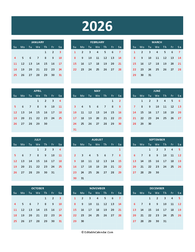 Download 2026 Calendar Printable Word Pdf Word Version  Download 2026 Calendar Printable Word Pdf Word Version