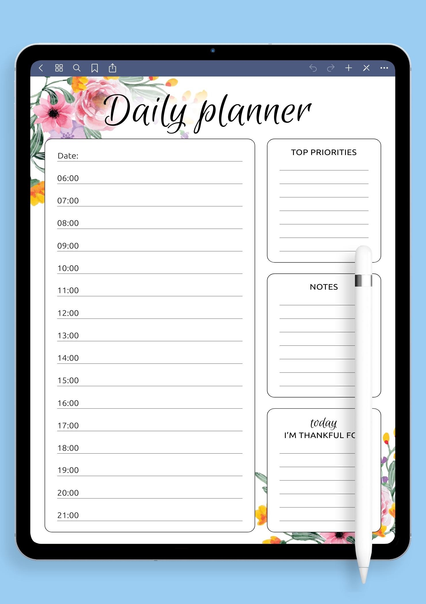 Day Planner Printable Hourly