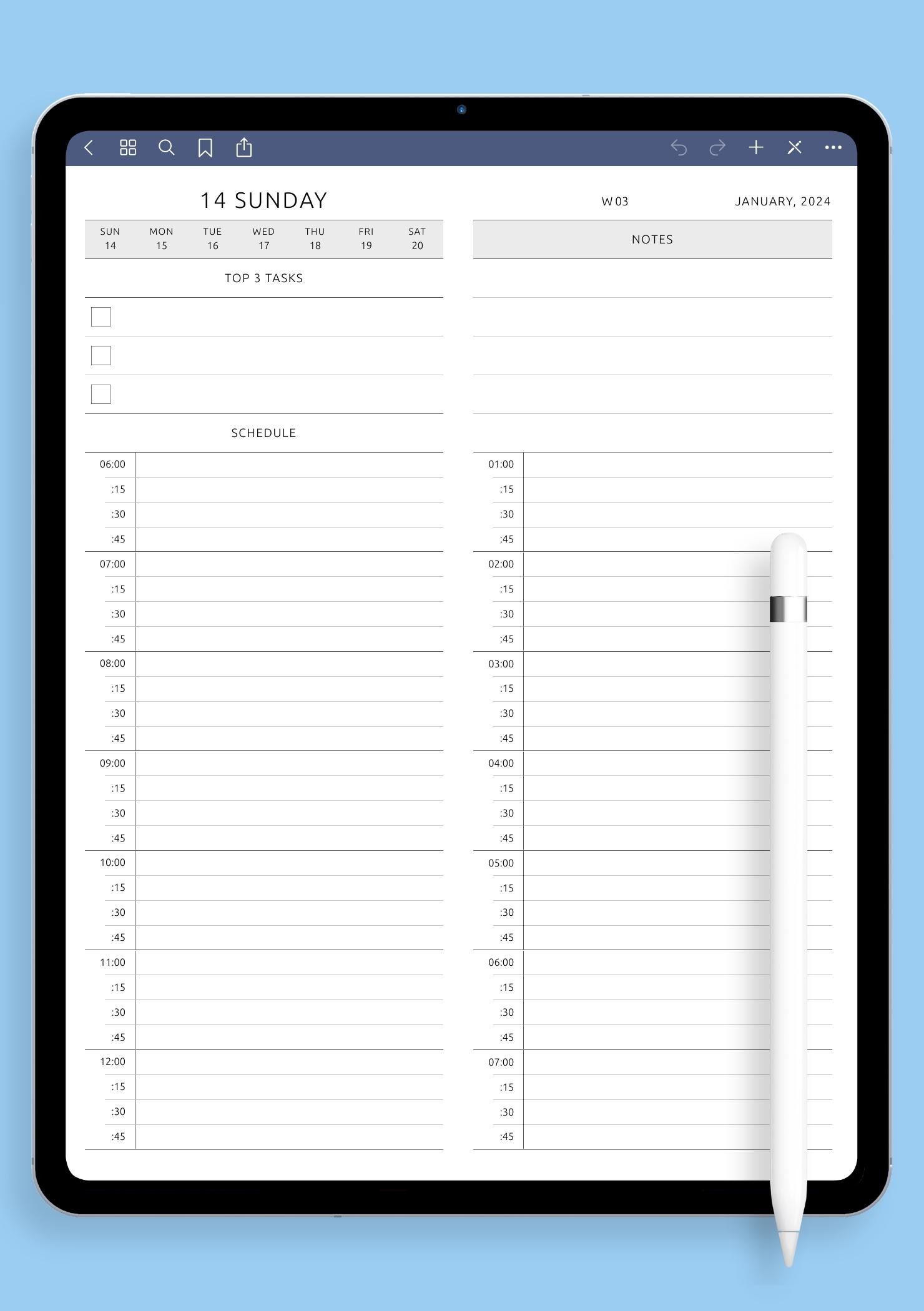 Download Printable Daily Schedule 15 Min PDF