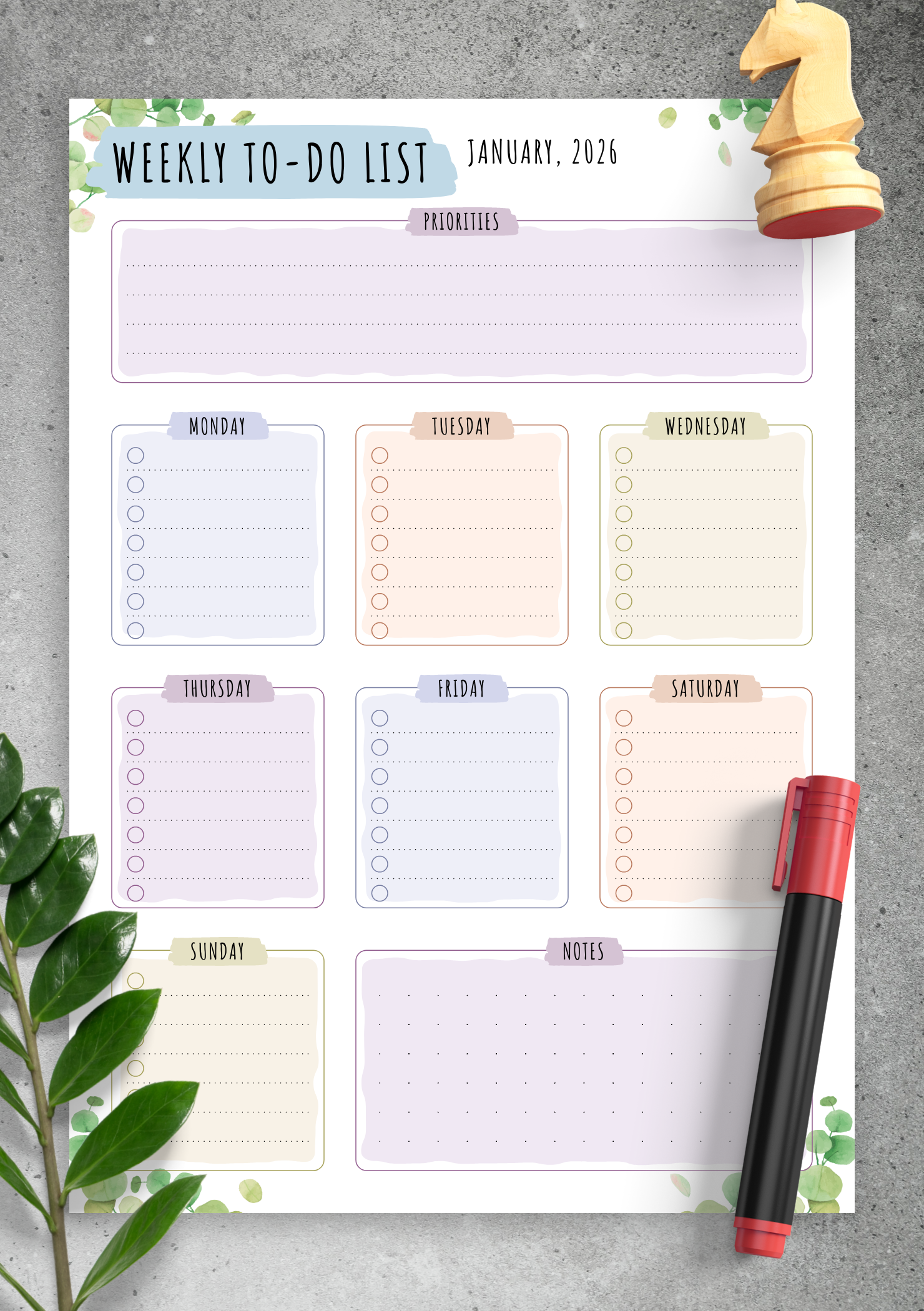 Weekly To Do List Printable Floral
