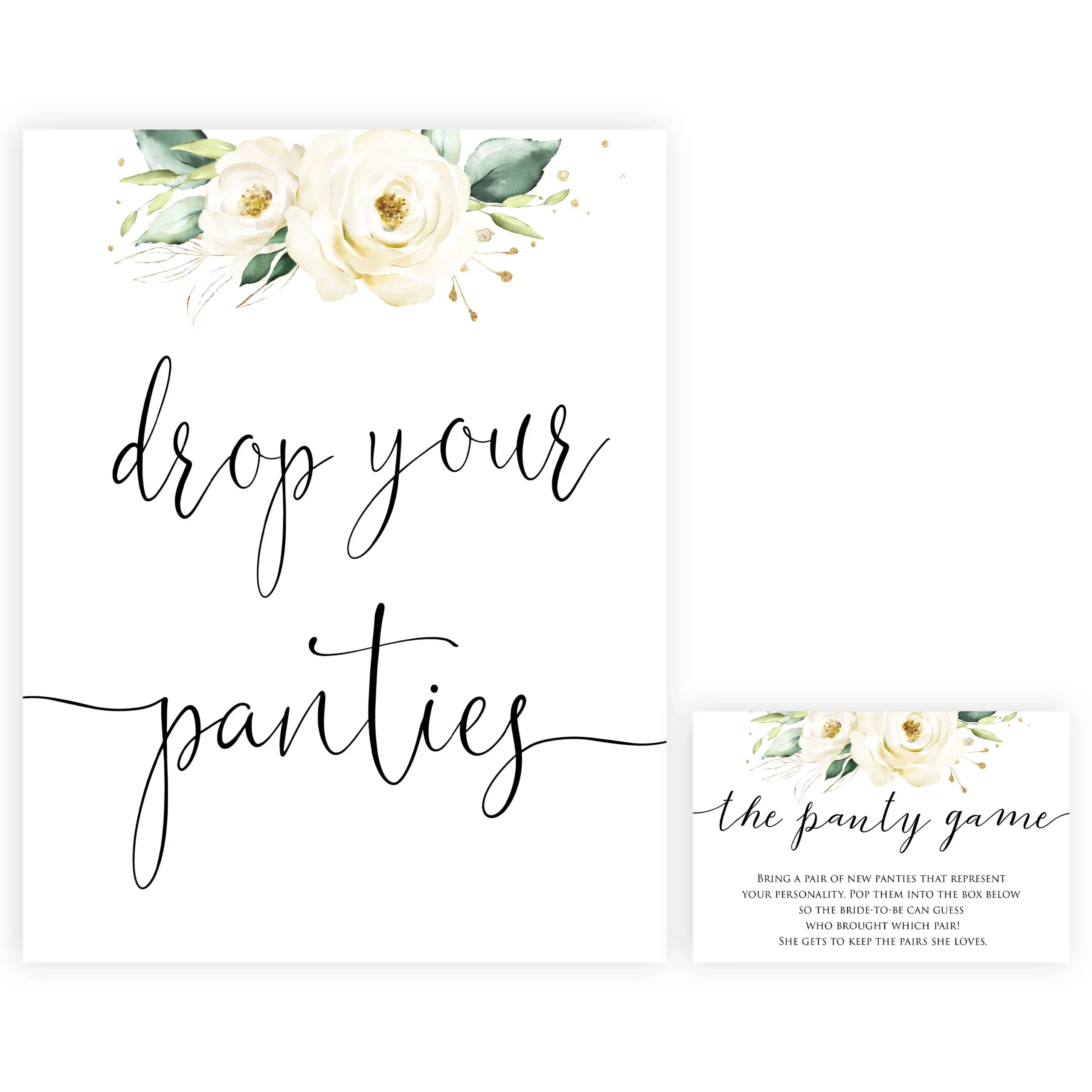 Drop Your Panties Game White Floral Bridal Shower Games OhHappyPrintables Drop Your Panties Game White Floral Bridal Shower Games OhHappyPrintables