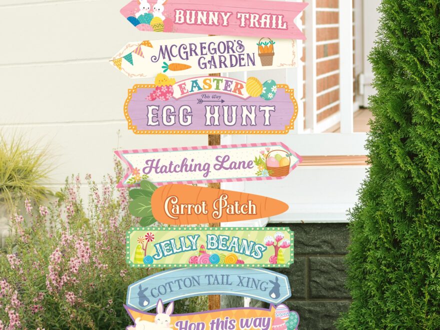 Easter Party Directional Sign Easter Egg Hunt Arrow Signs Easter Bunny Decorations Digital File Etsy