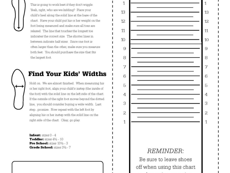 Easy Shoe Size Chart For Kids
