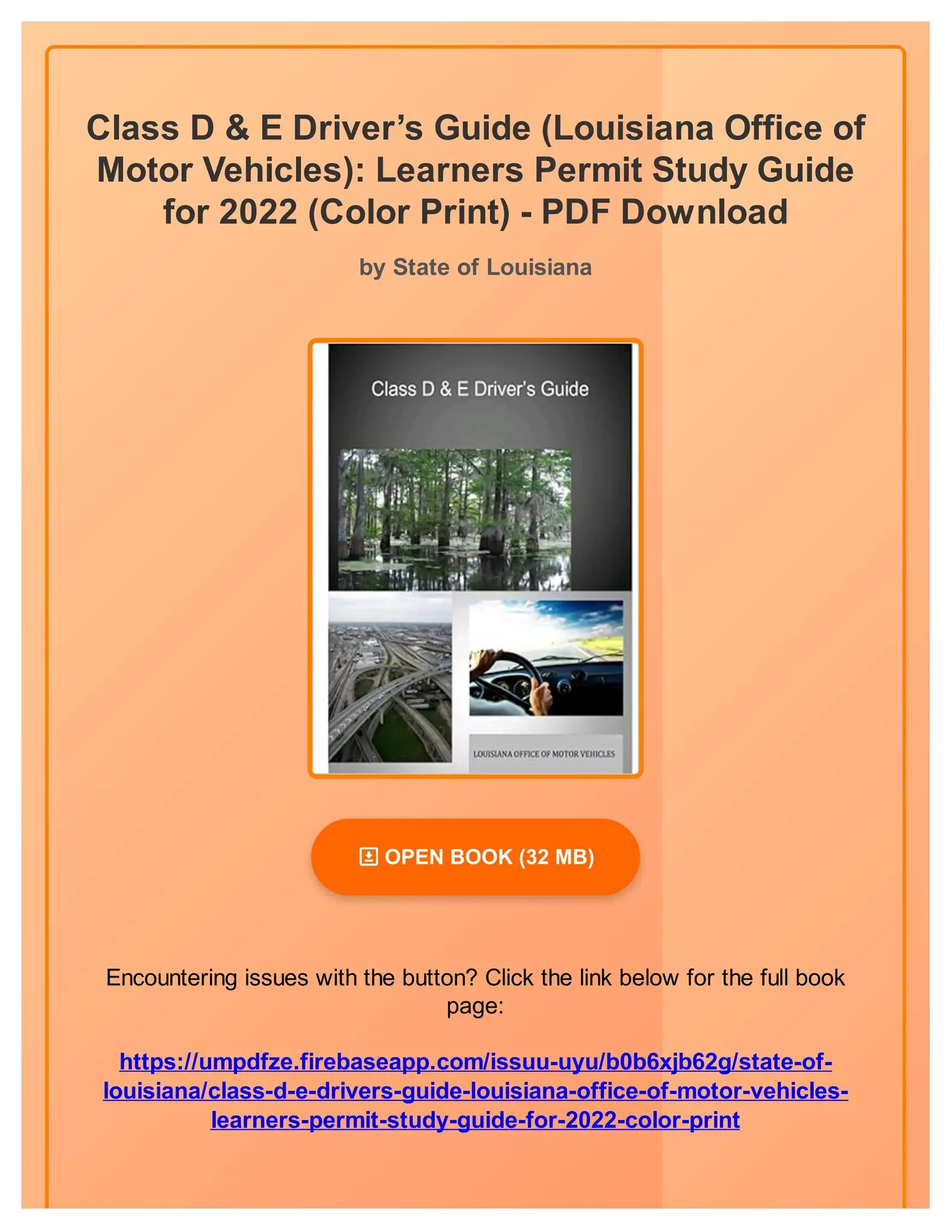 Ebook Class D amp E Driver s Guide Louisiana Office Of Motor Vehicles Learners Permit Study Guide By HelgaJenkinsug Issuu