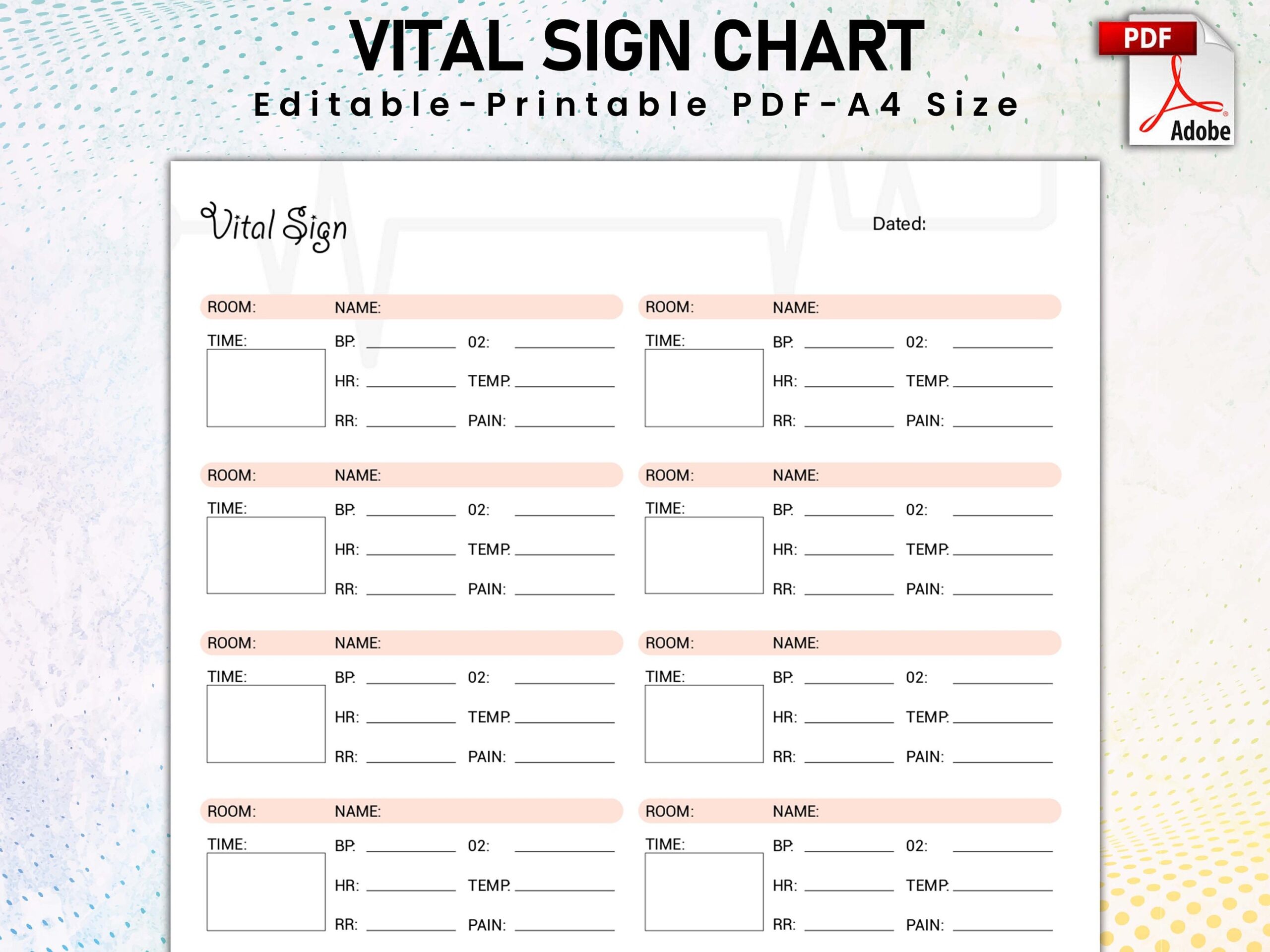 Editable And Printable Vital Sign Chart Vital Sign Log Vital Worksheets Library