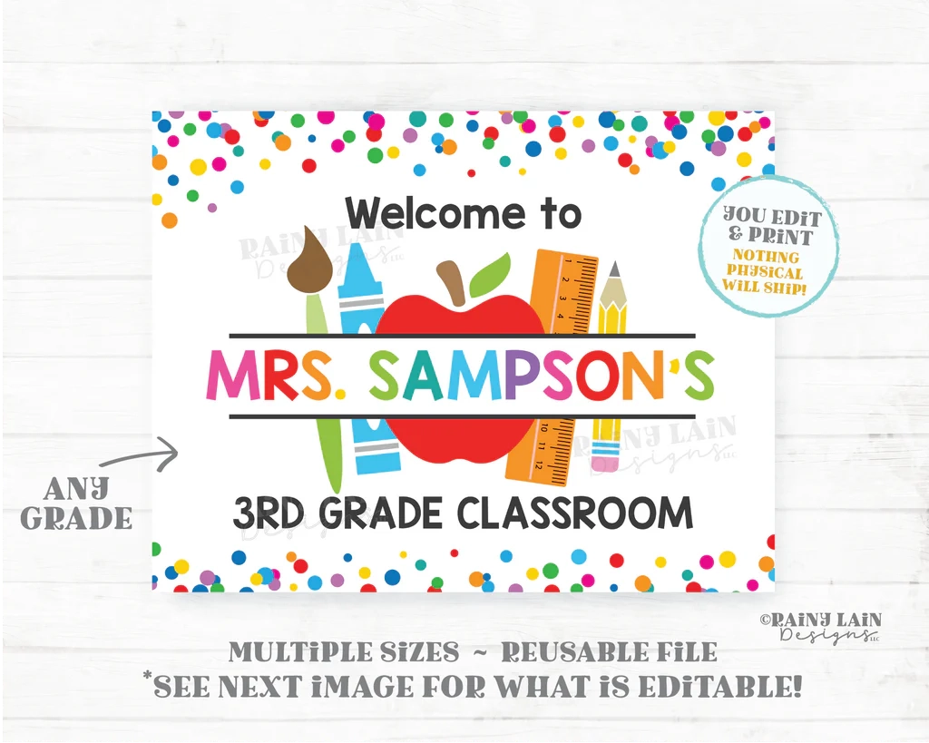 Printable Teacher Name Sign Template