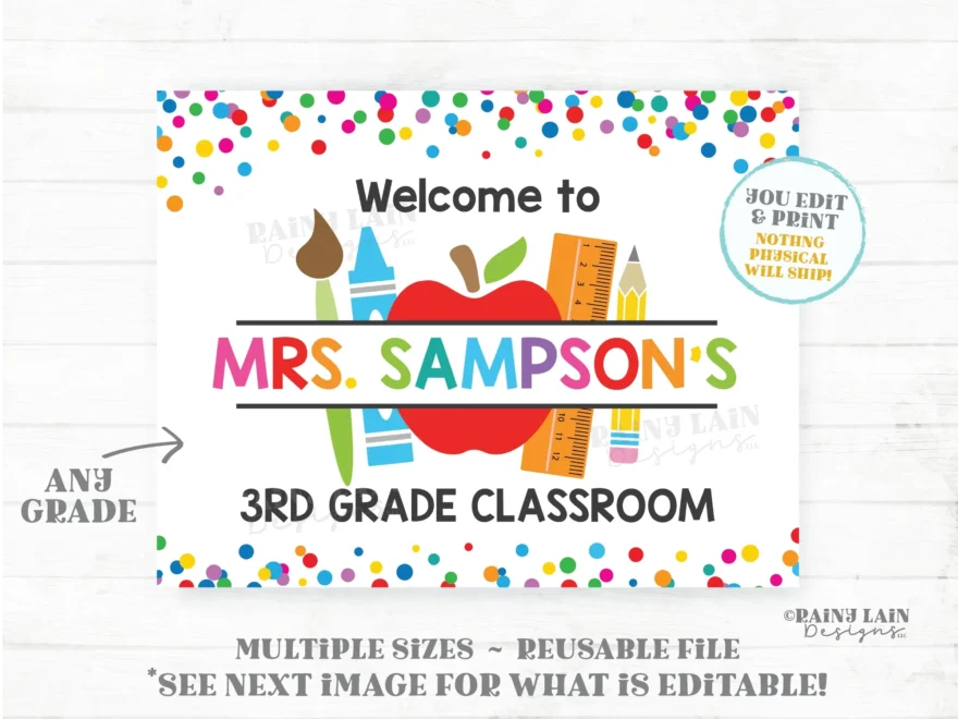 Editable Classroom Welcome Sign Classroom Decoration Printable Teach Rainy Lain Designs LLC
