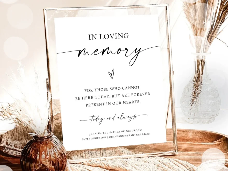 Editable In Loving Memory Sign Minimalist Memorial Sign Modern Wedding Design My Party Studio