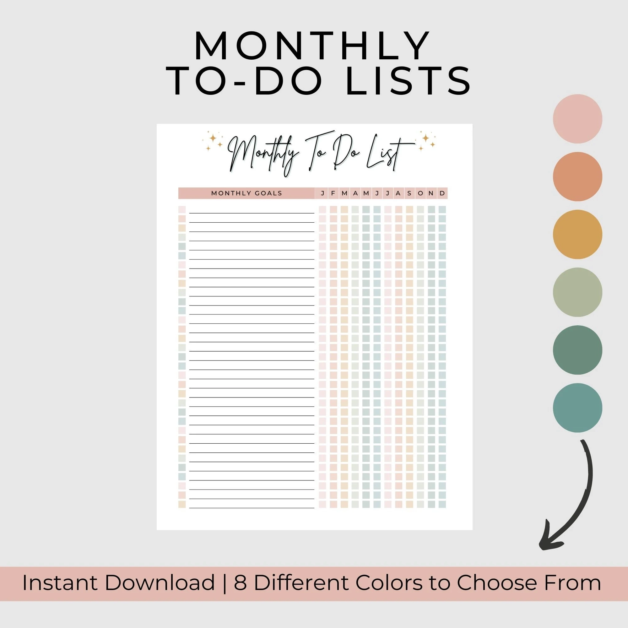 Editable Monthly To Do List Template Editable Monthly To Do List Etsy