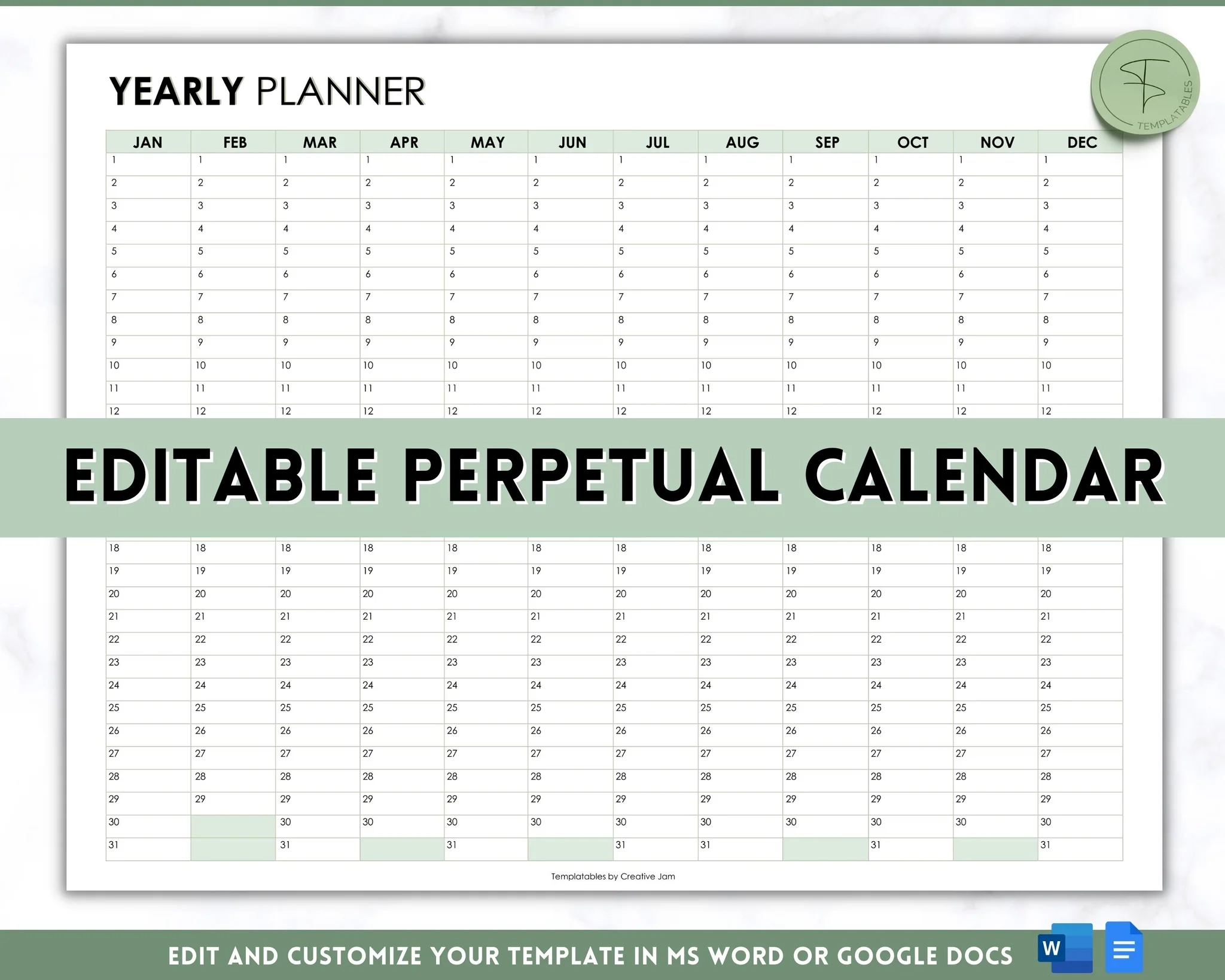 Annual Monthly Planner Printable Annual Monthly Planner Printable