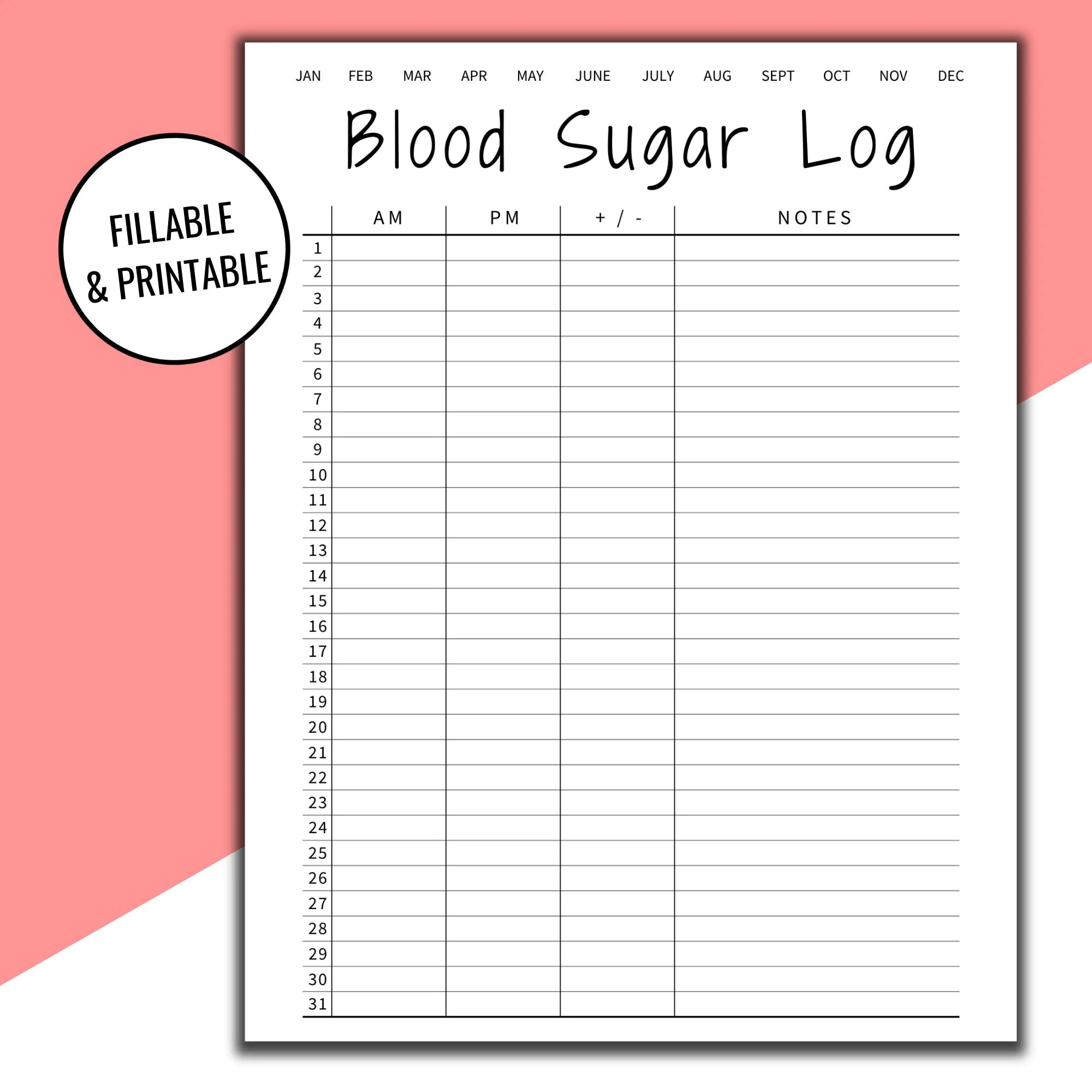 Editable Printable Blood Sugar Log Blood Sugar Reading Blood Glucose Tracker Diabetic Log Medical Journal Planner Printout Etsy Israel