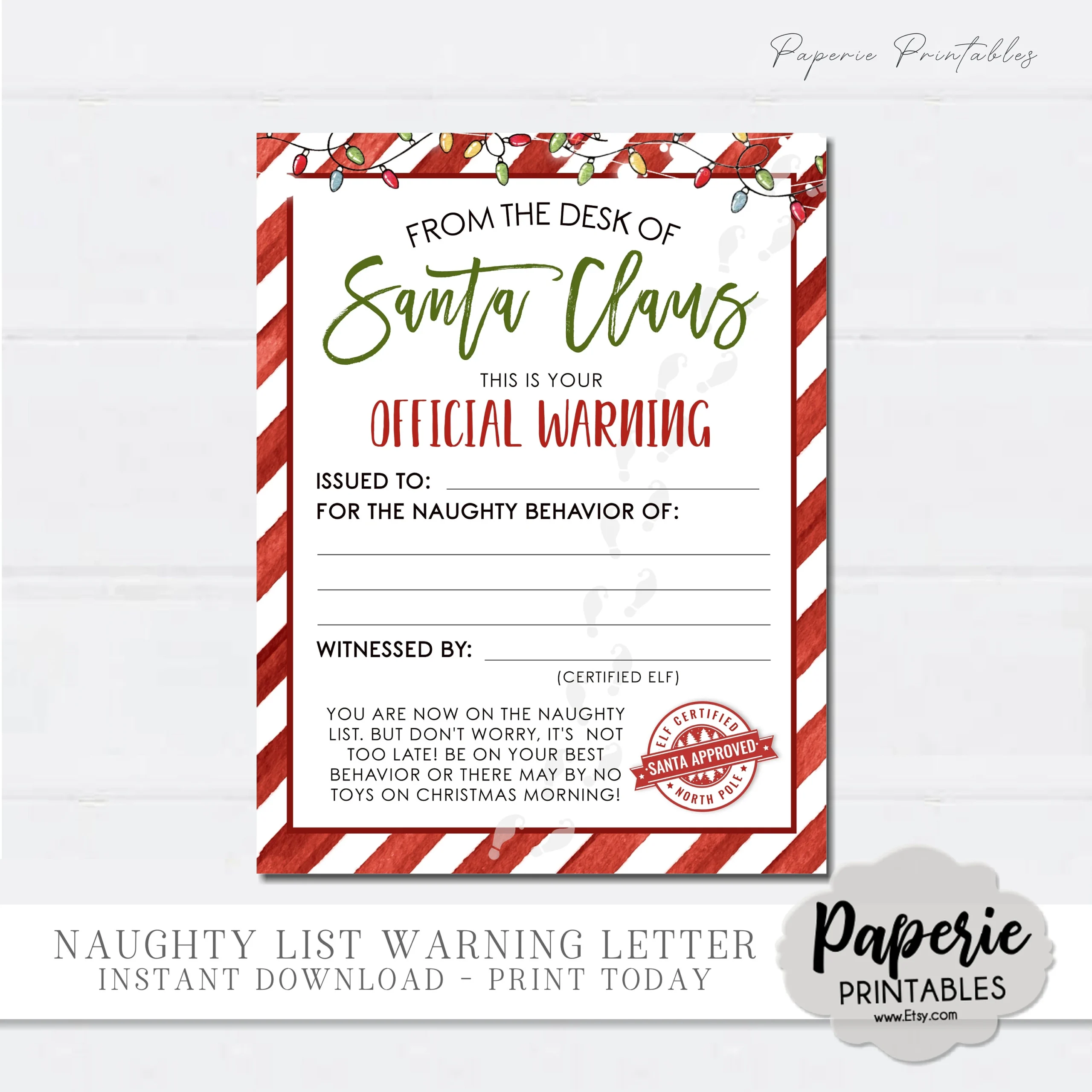Printable Letter From Santa Naughty List Printable Letter From Santa Naughty List