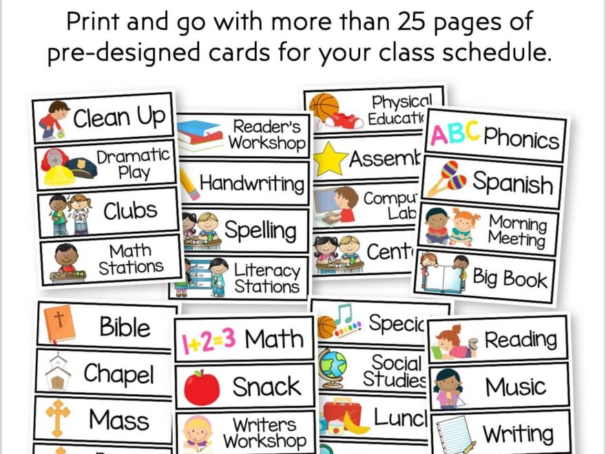 Editable Schedule Cards Daily Schedule Kinder Craze