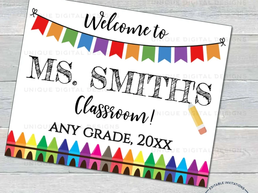 Editable Teacher Door Sign Reusable Teachers Classroom Decorations W