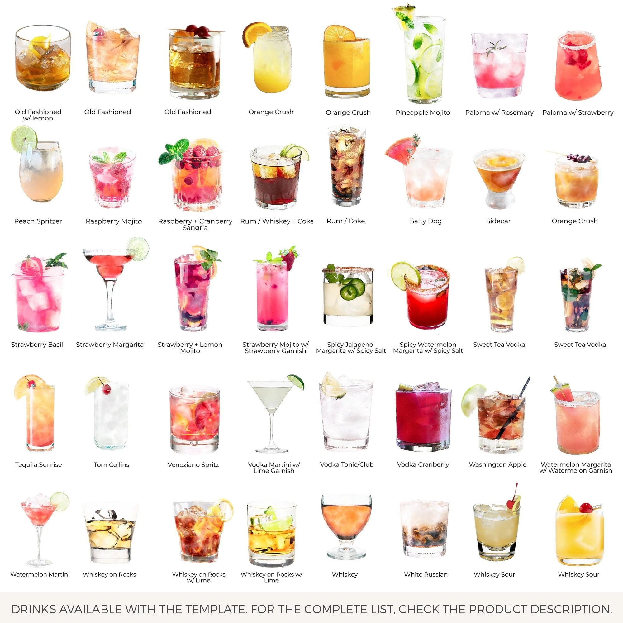 Printable List Of Drinks Printable List Of Drinks