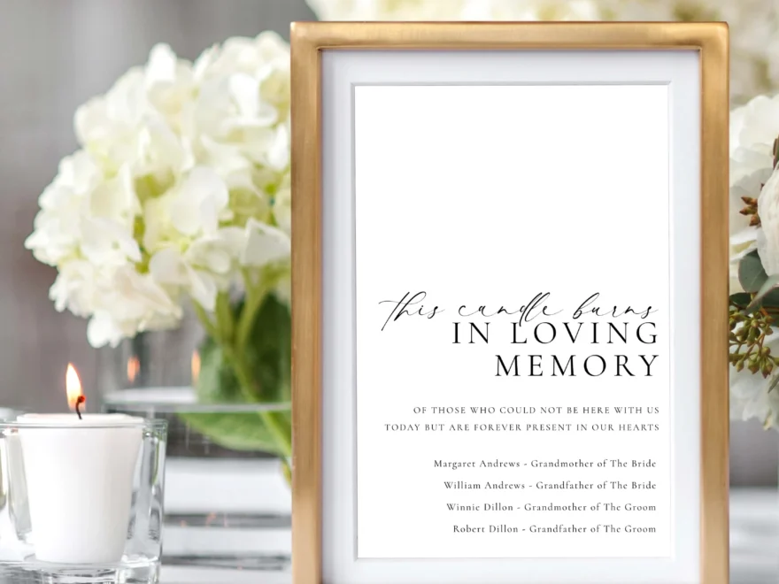 Ellesmere White Printable Loving Memory Sign Template Black Bow Studio