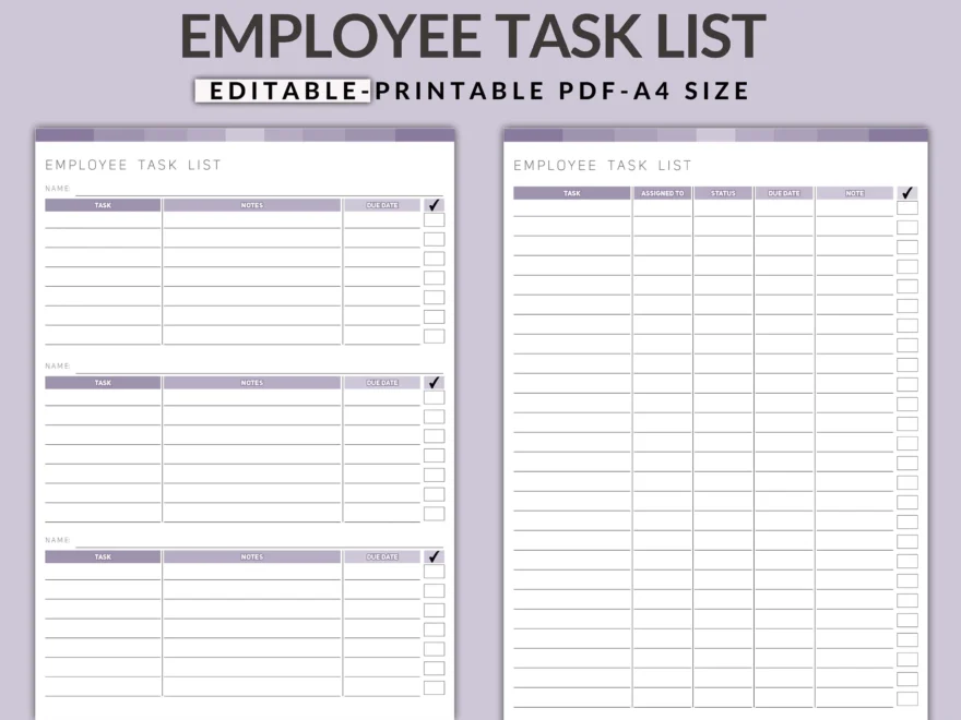 Employee Task List Printable Team Task Organizer editable PDF Etsy