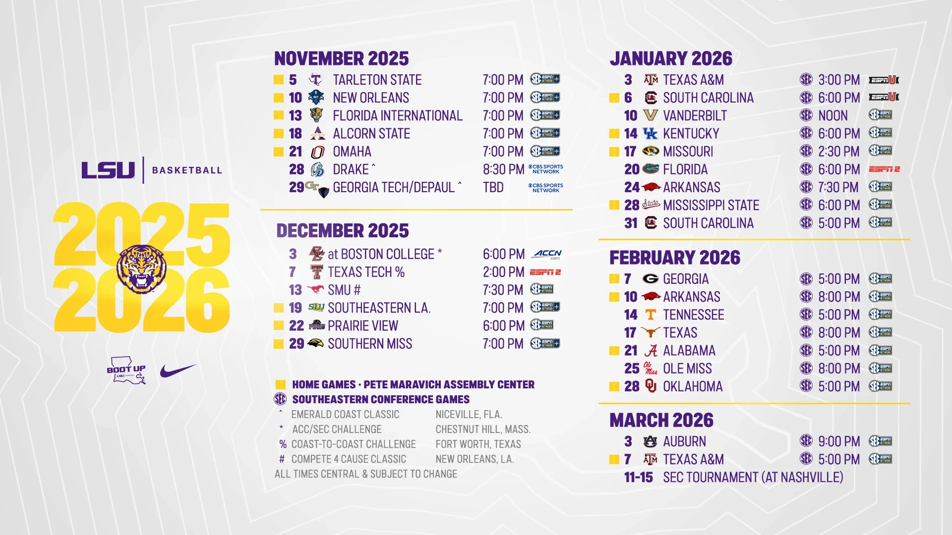 ESPN SEC Finalize Dates Times Networks For LSU Basketball LSU