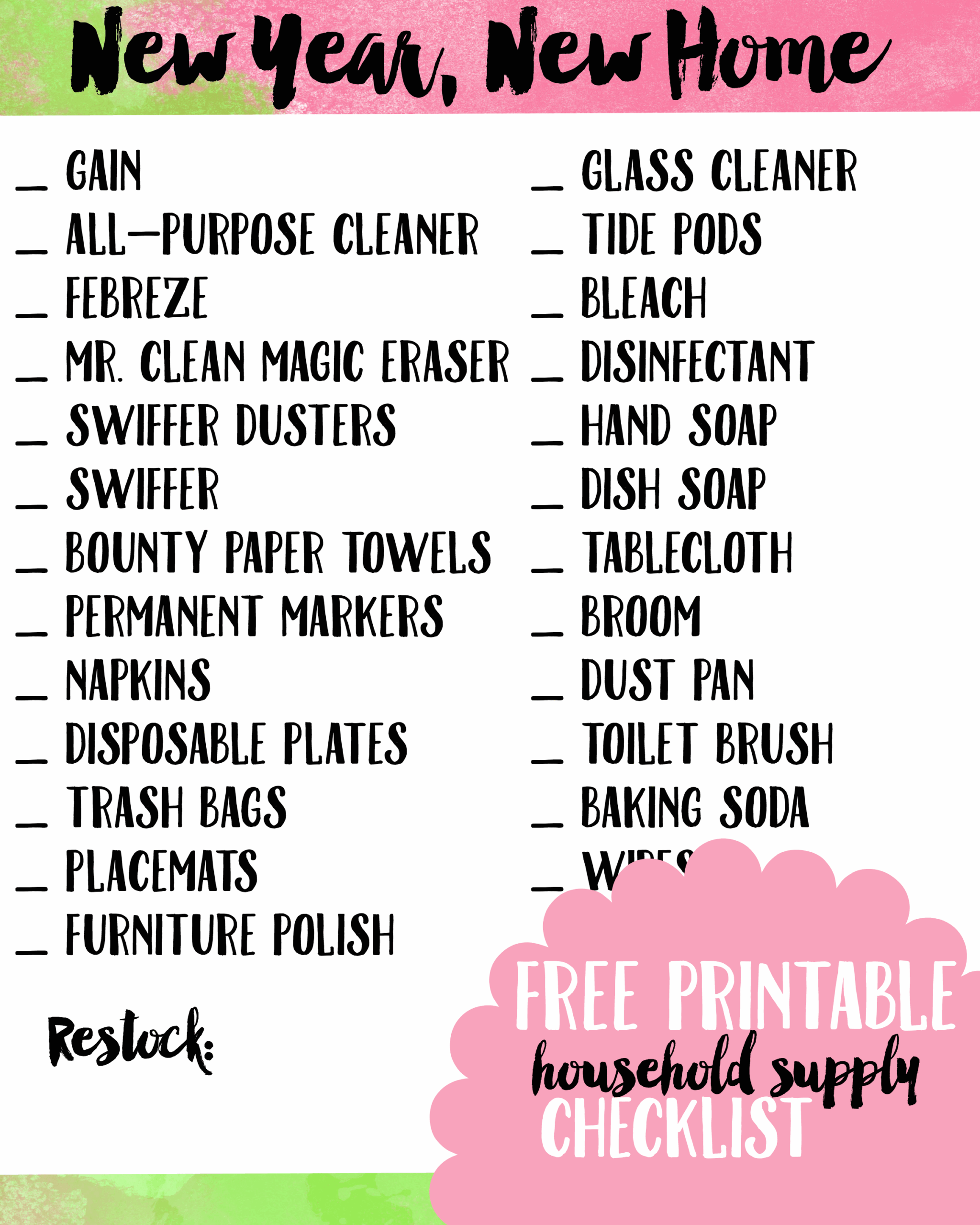 Everyday Essentials Cleaning Printable