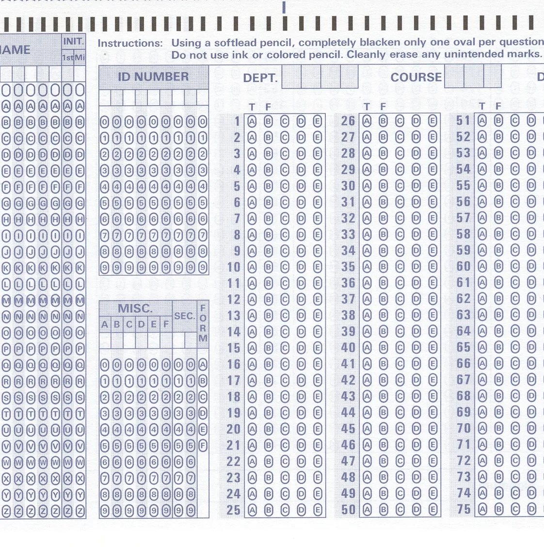 Sat Answer Sheet Printable