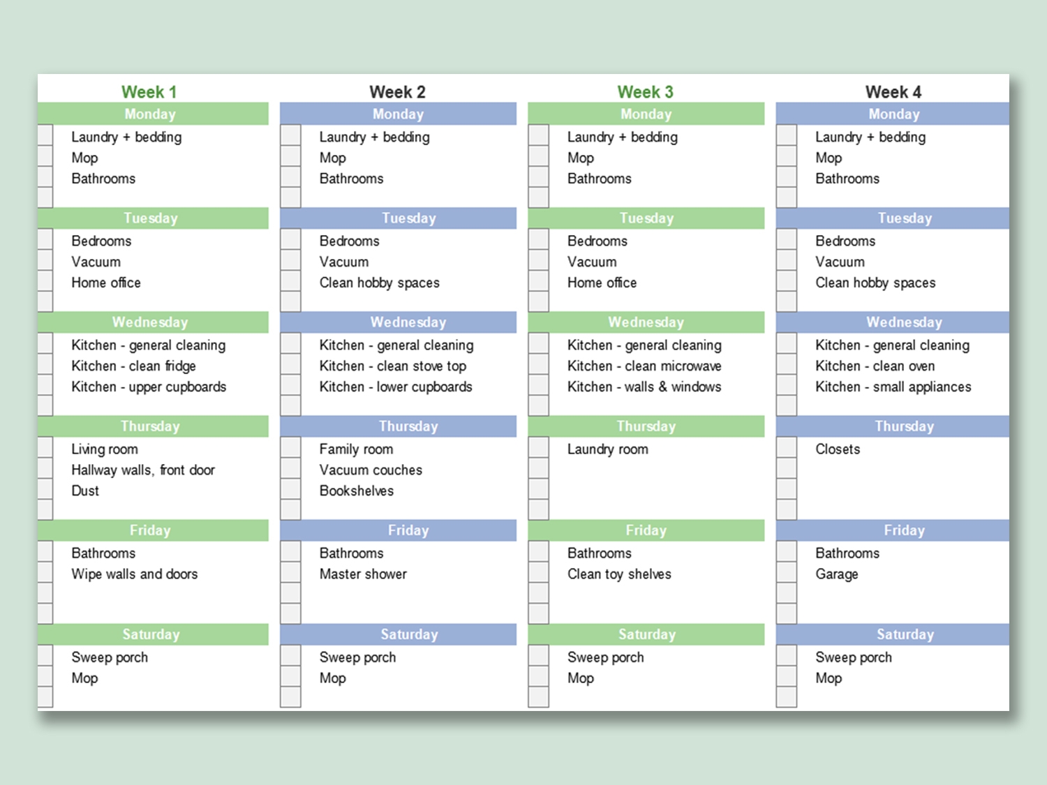 Free Printable Excel Cleaning Schedule Template Free Printable Excel Cleaning Schedule Template