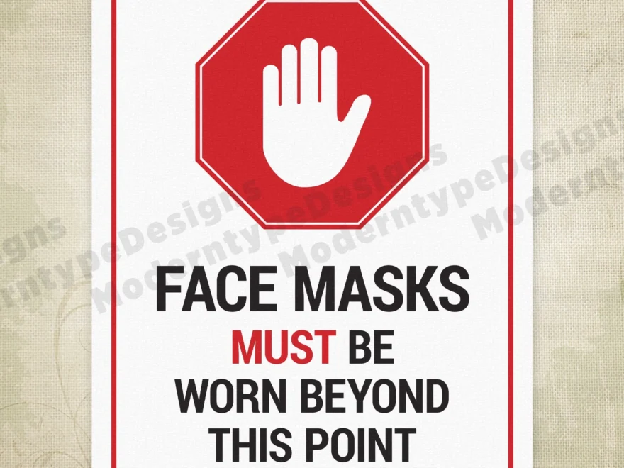 Face Masks Must Be Worn Beyond This Point Printable Sign