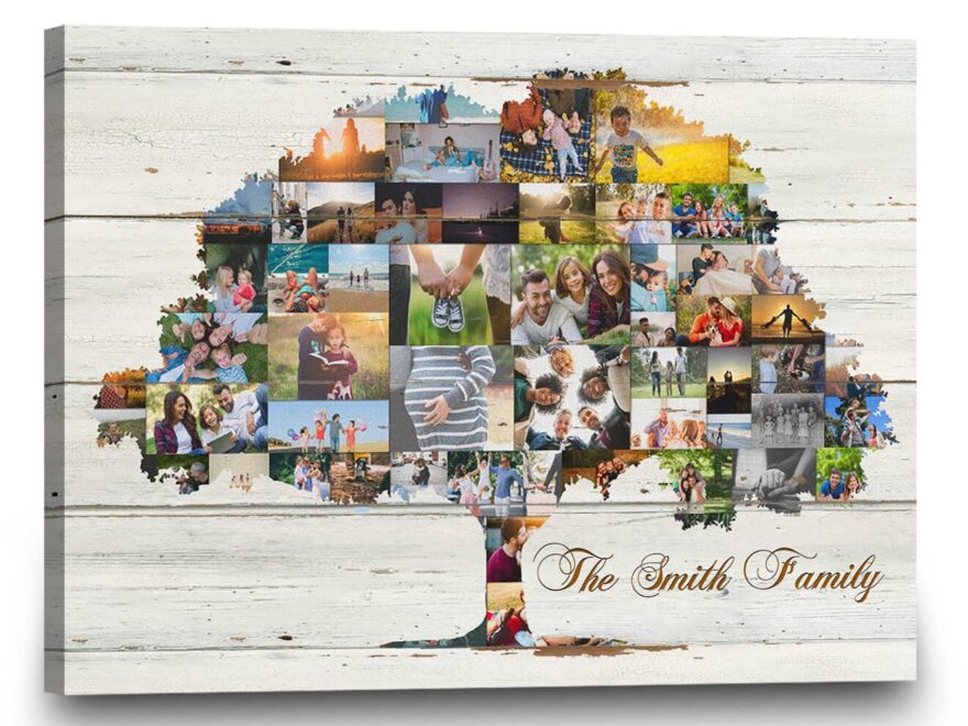 Family Tree Art Print Family Tree Collage Canvas Personalized Family Sign Photo Collage Gift Personalized Gifts