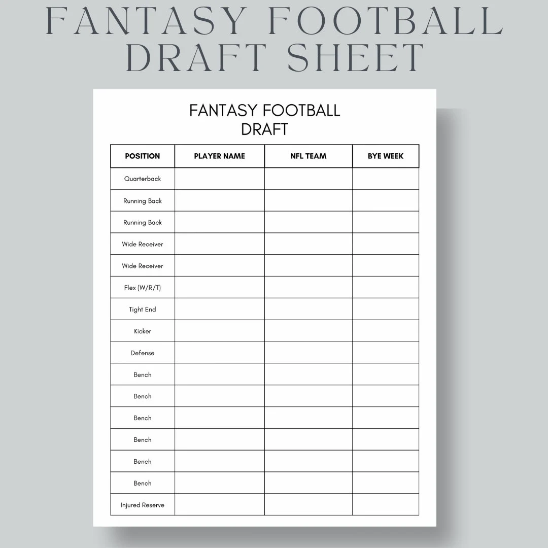 Fantasy Football Draft Sheet US Letter A4 A5 instant Download PDF Etsy Fantasy Football Draft Sheet US Letter A4 A5 instant Download PDF Etsy