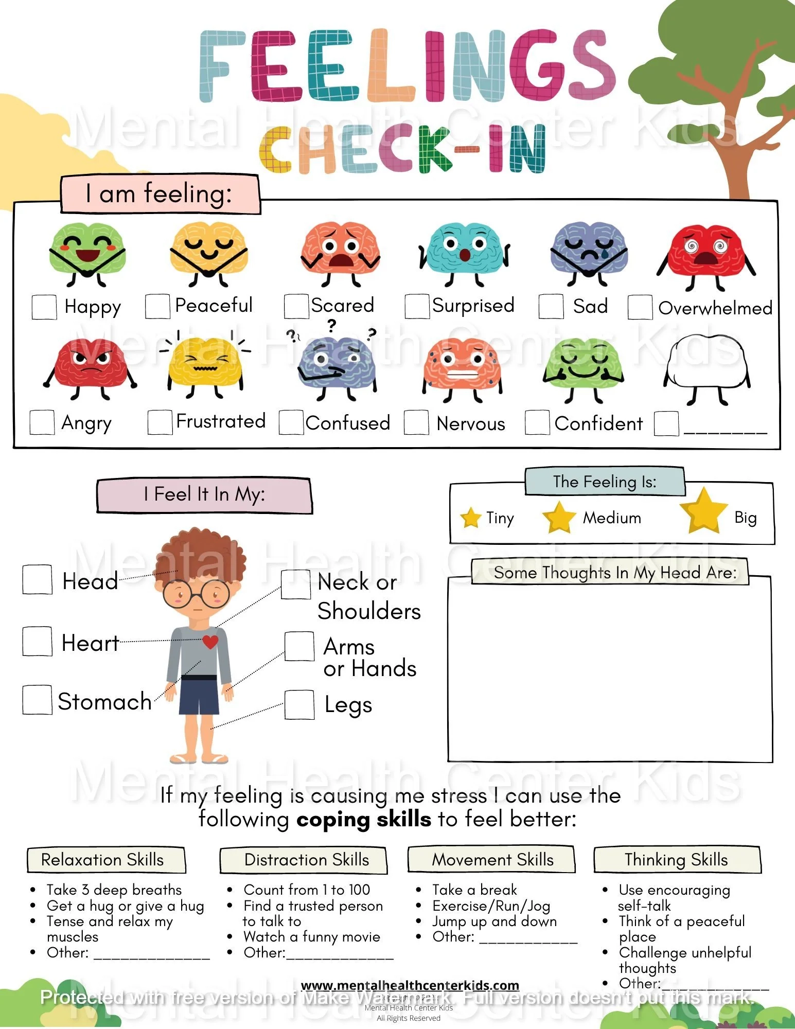 Feelings Check In Chart Printable