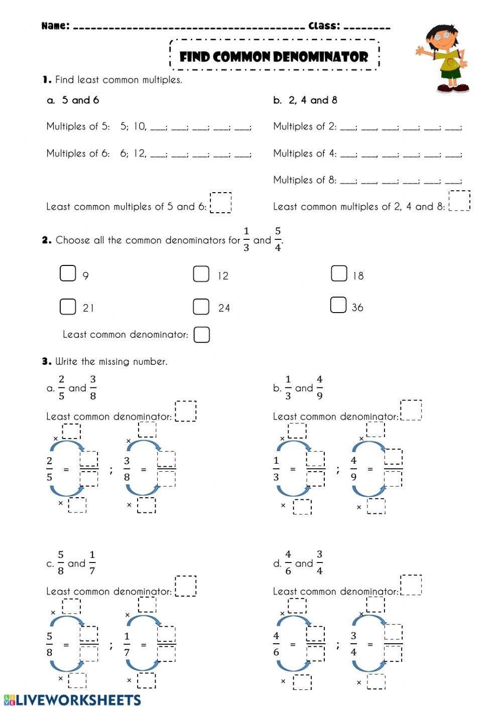 Find Common Denominators Practice Worksheet Live Worksheets Worksheets Library Find Common Denominators Practice Worksheet Live Worksheets Worksheets Library