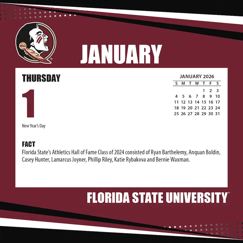 Florida State Seminoles 2026 Box Calendar Florida State Seminoles 2026 Box Calendar