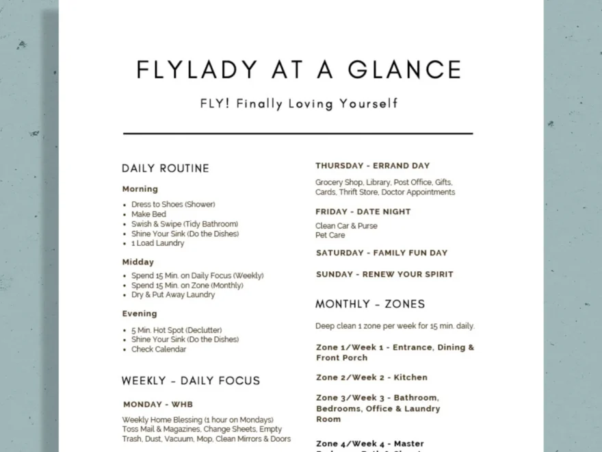 Flylady Control Journal Printable Cleaning Schedule editable PDF Etsy